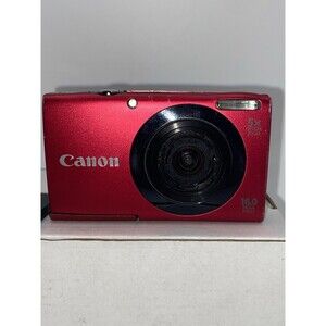 Canon PowerShot A3400 IS HD 16MP Red Digital Camera Parts/Repair w/ Battery